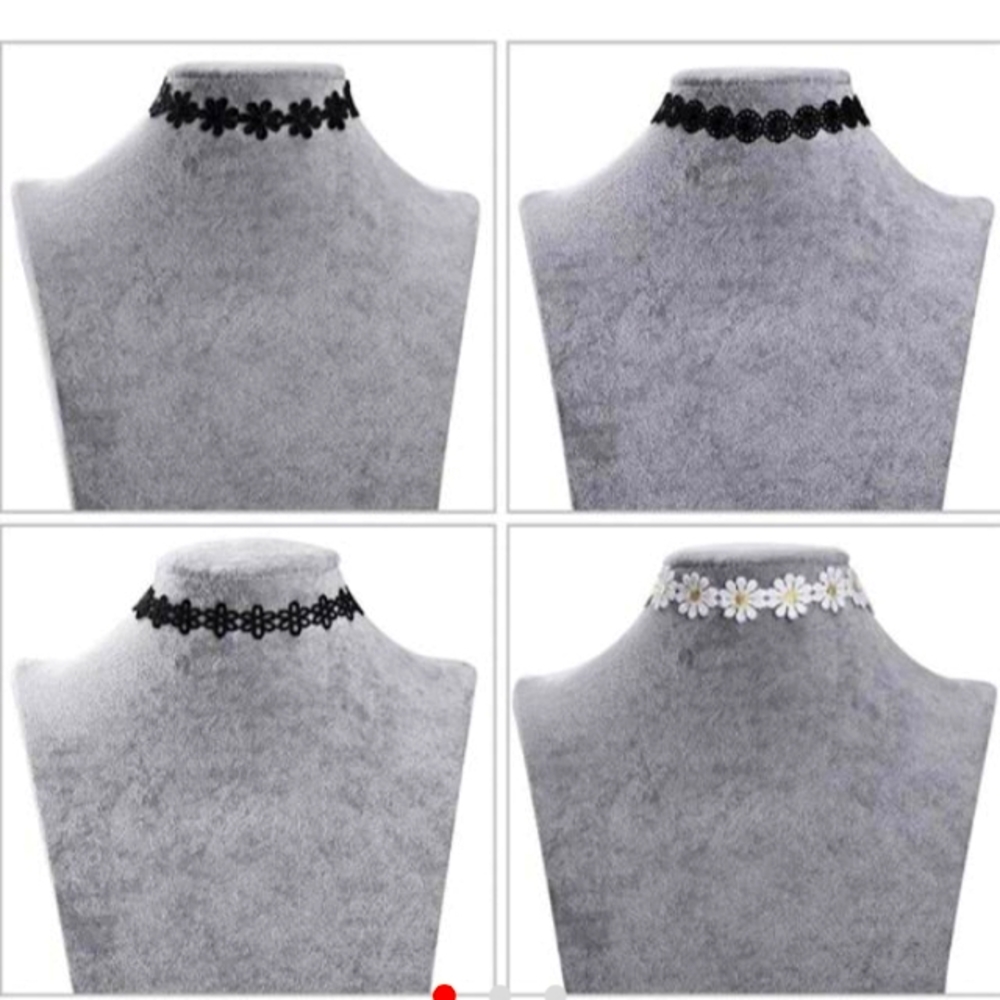 Fabric floral chokers, set of 4